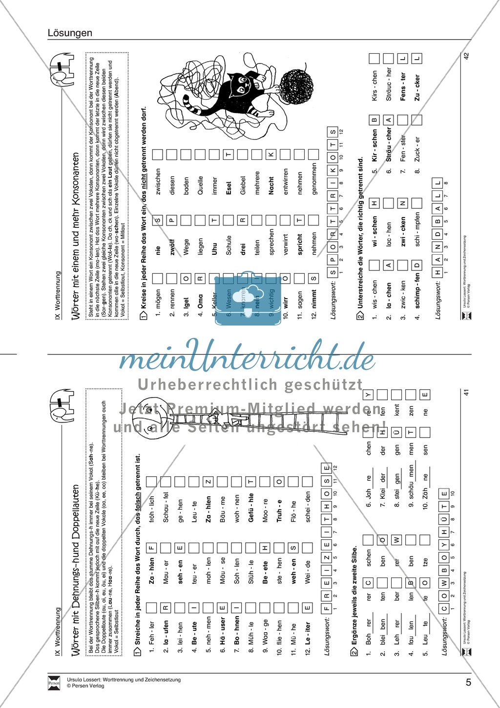 Worttrennung: Arbeitsmaterial mit Lösungen Preview 3