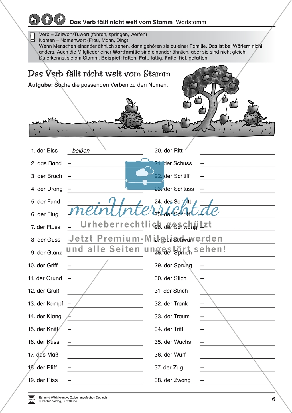 Grundlegende Grammatik üben: Passende Verben zu Substantiven bilden Preview 1