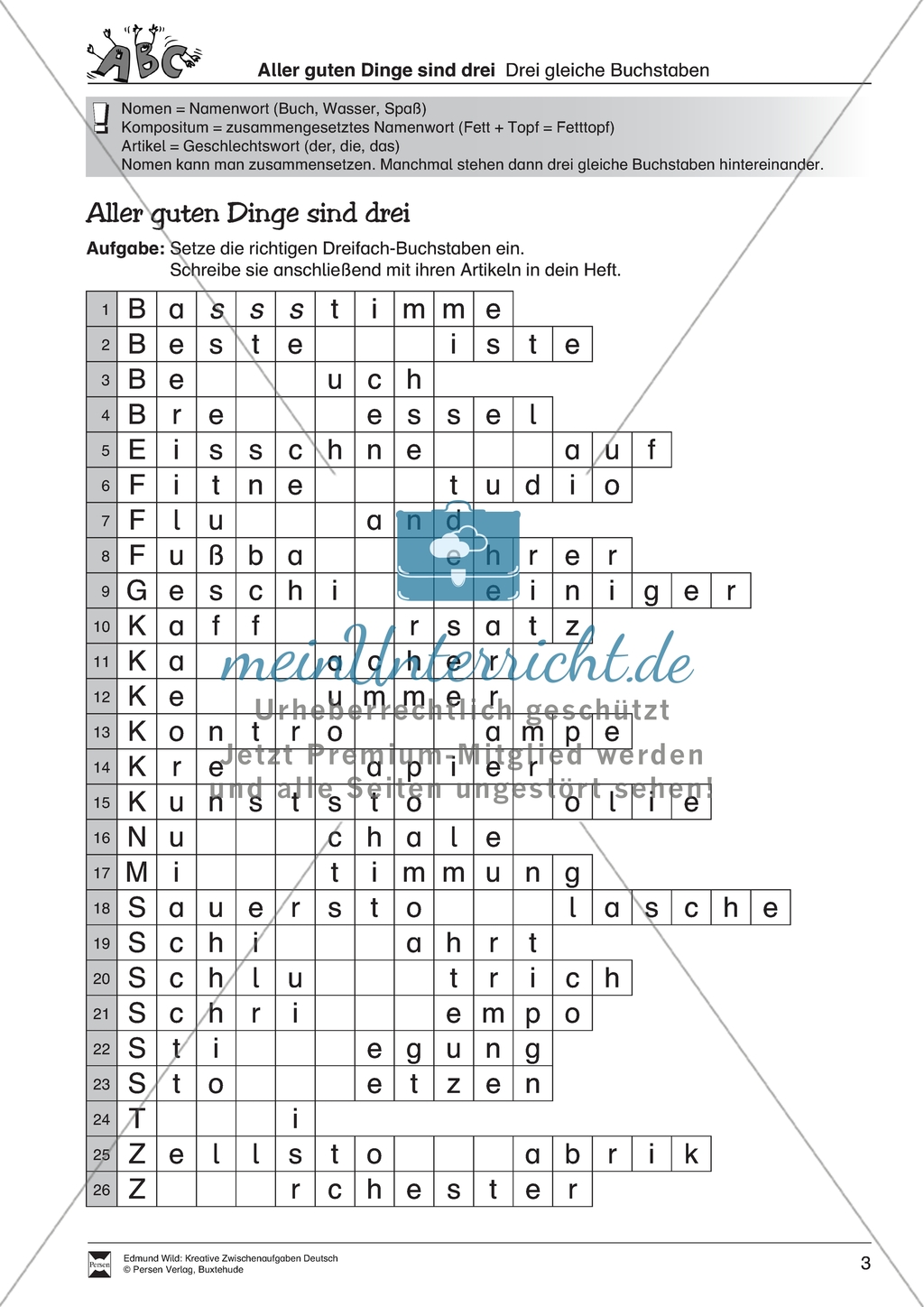 Kreative Zwischenaufgaben: Orthographie - gleiche Vokale oder Konsonanten einsetzen Preview 3