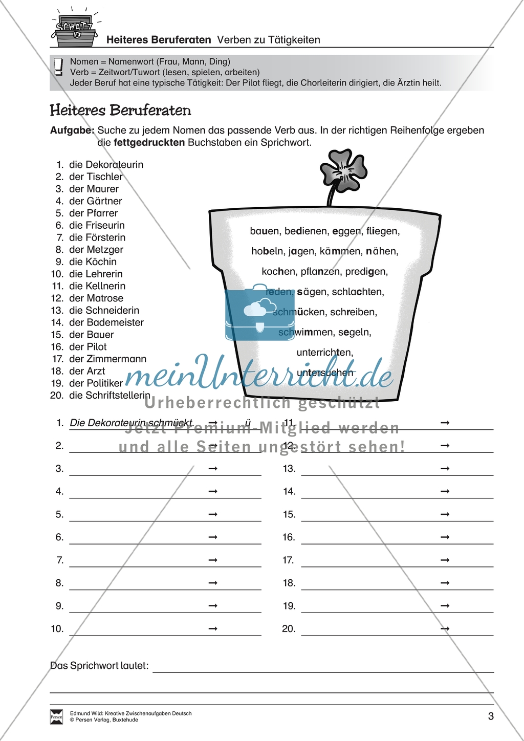 Aktiven Wortschatz trainieren: Wortfelder zu Verben Preview 3