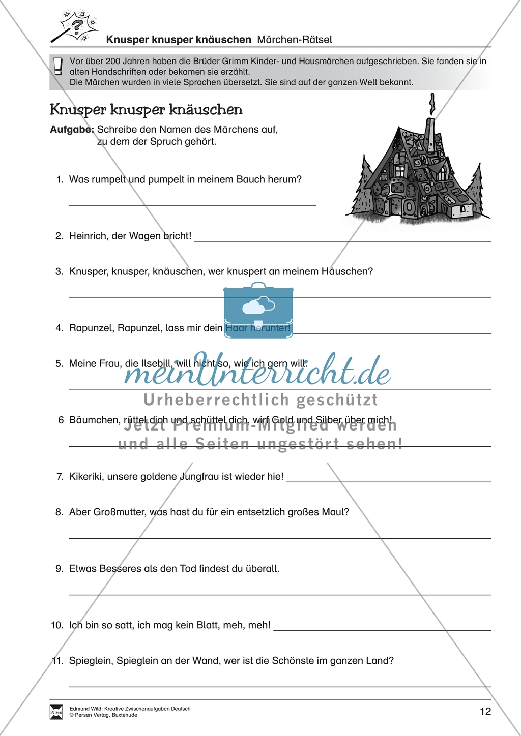 Kreative Zwischenaufgaben: Märchen-Rätsel Preview 1