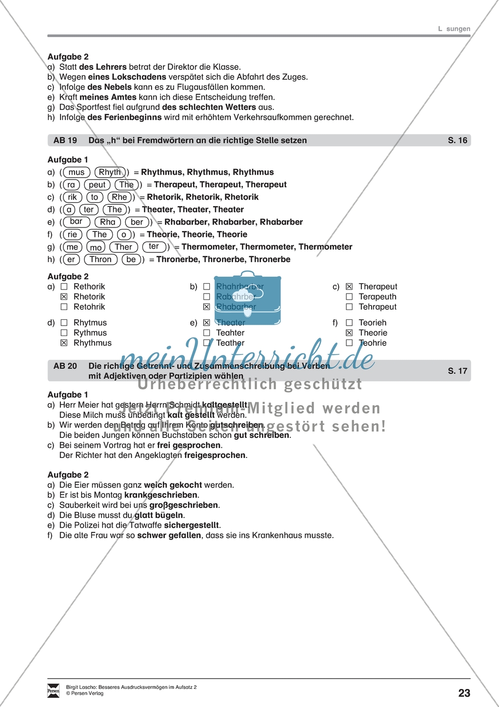 Besseres Ausdrucksvermögen im Aufsatz: das h in Fremdwörtern richtig setzen. Arbeitsmaterial mit Erläuterungen Preview 3