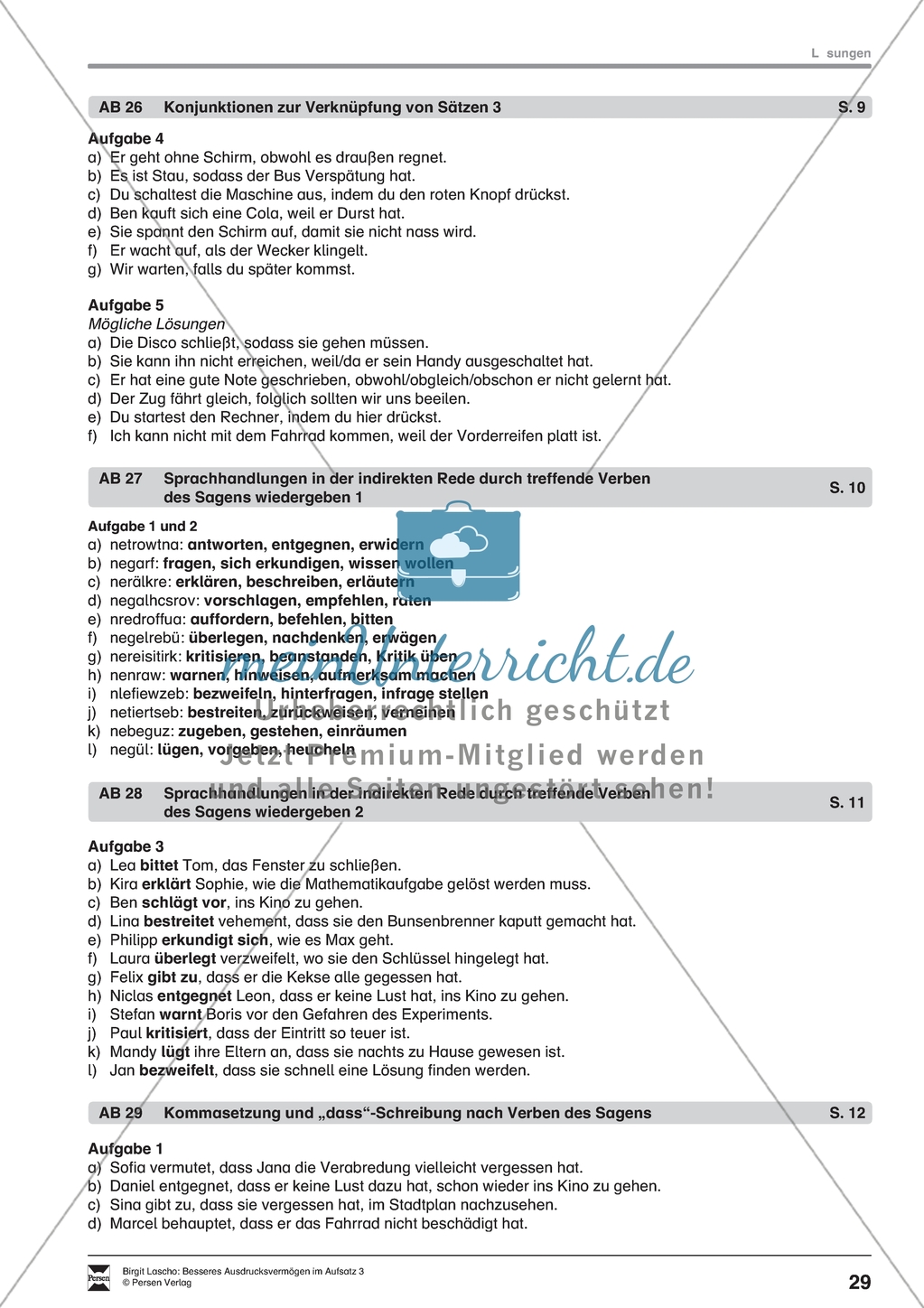 Inhalte zusammenfassen: Konjunktionen zur Verknüpfung von Sätzen. Arbeitsmaterial mit Erläuterungen Preview 6