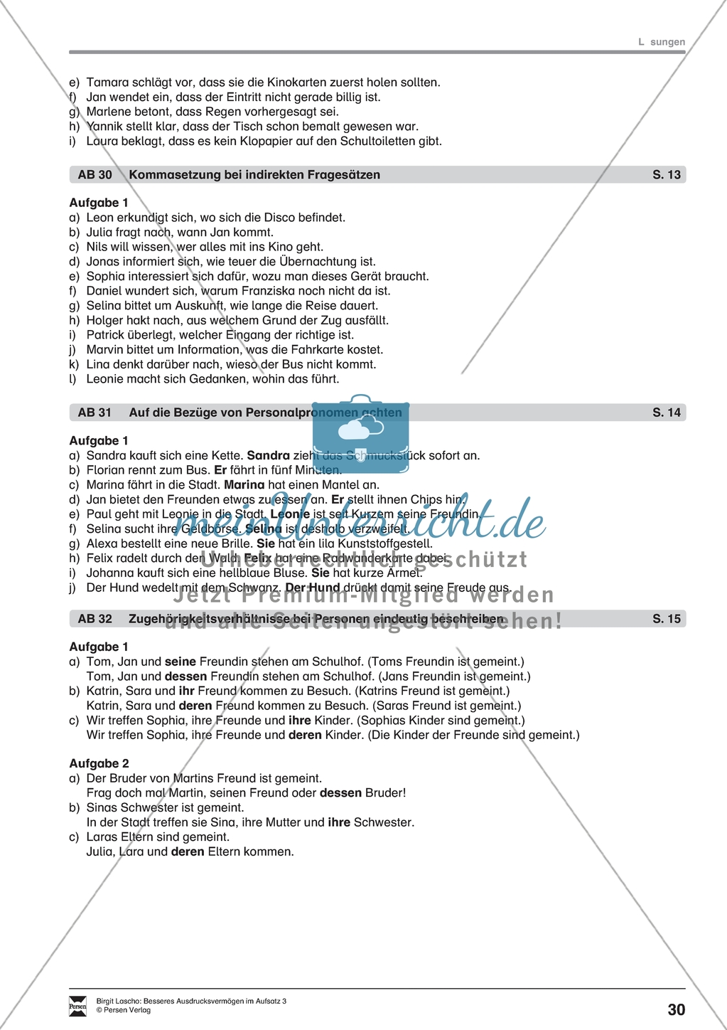 Inhalte zusammenfassen: Bezüge der Personal- und Possessivpronomen. Arbeitsmaterial mit Erläuterungen Preview 5