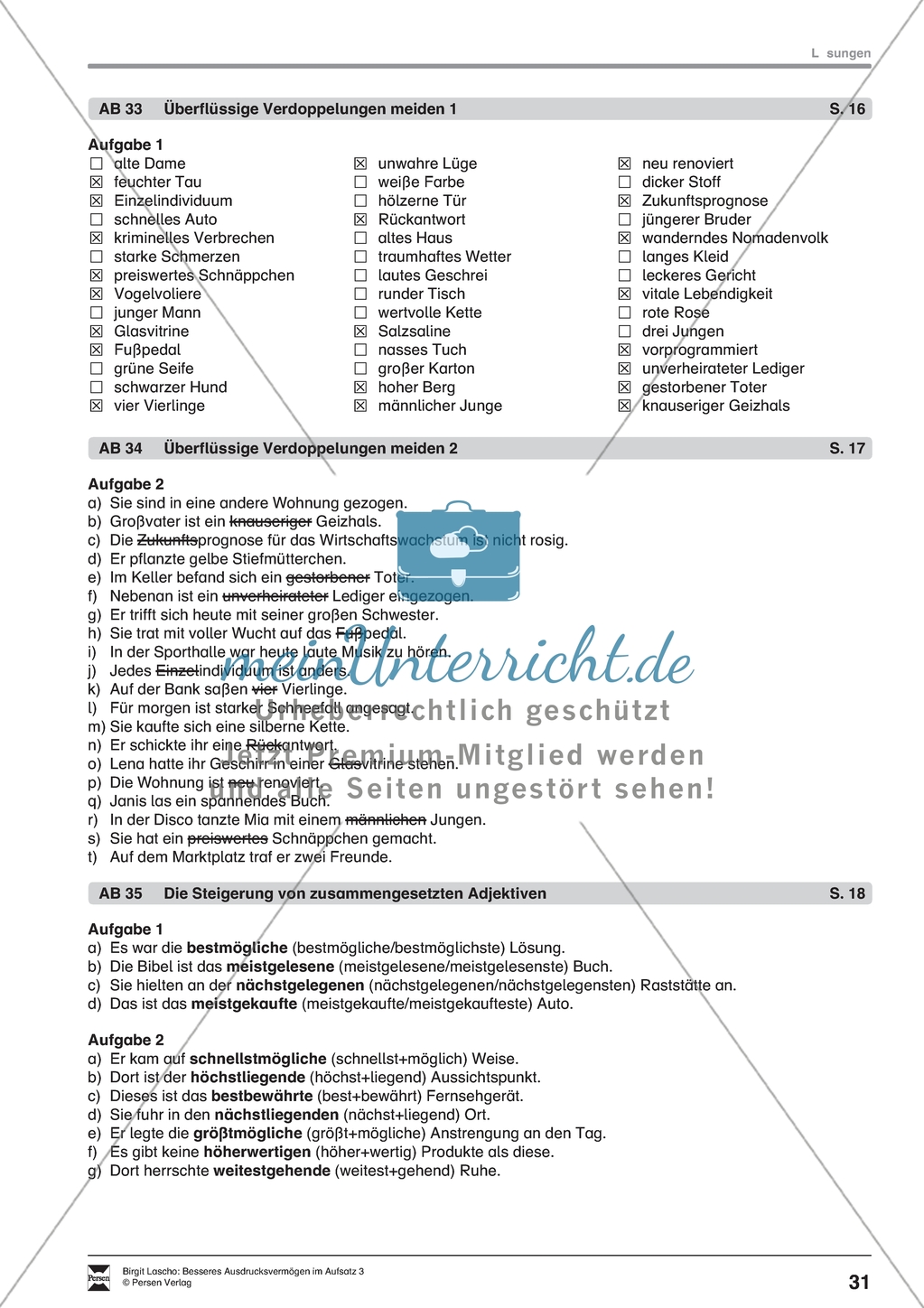 Inhalte zusammenfassen: Überflüssige Verdoppelungen. Arbeitsmaterial mit Erläuterungen Preview 4