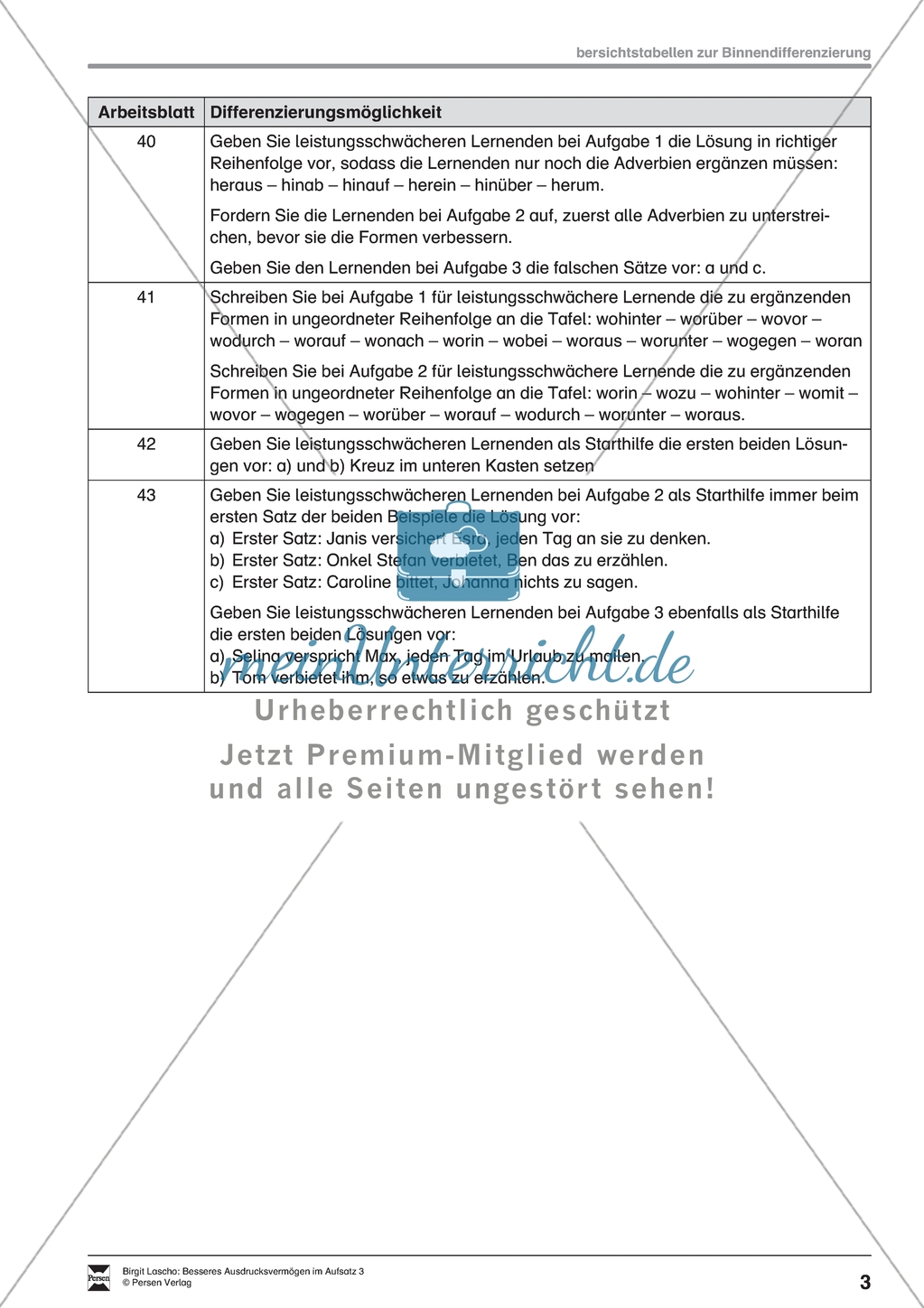 Inhalte zusammenfassen: Vorsilben von Adverbien. Arbeitsmaterial mit Erläuterungen Preview 1