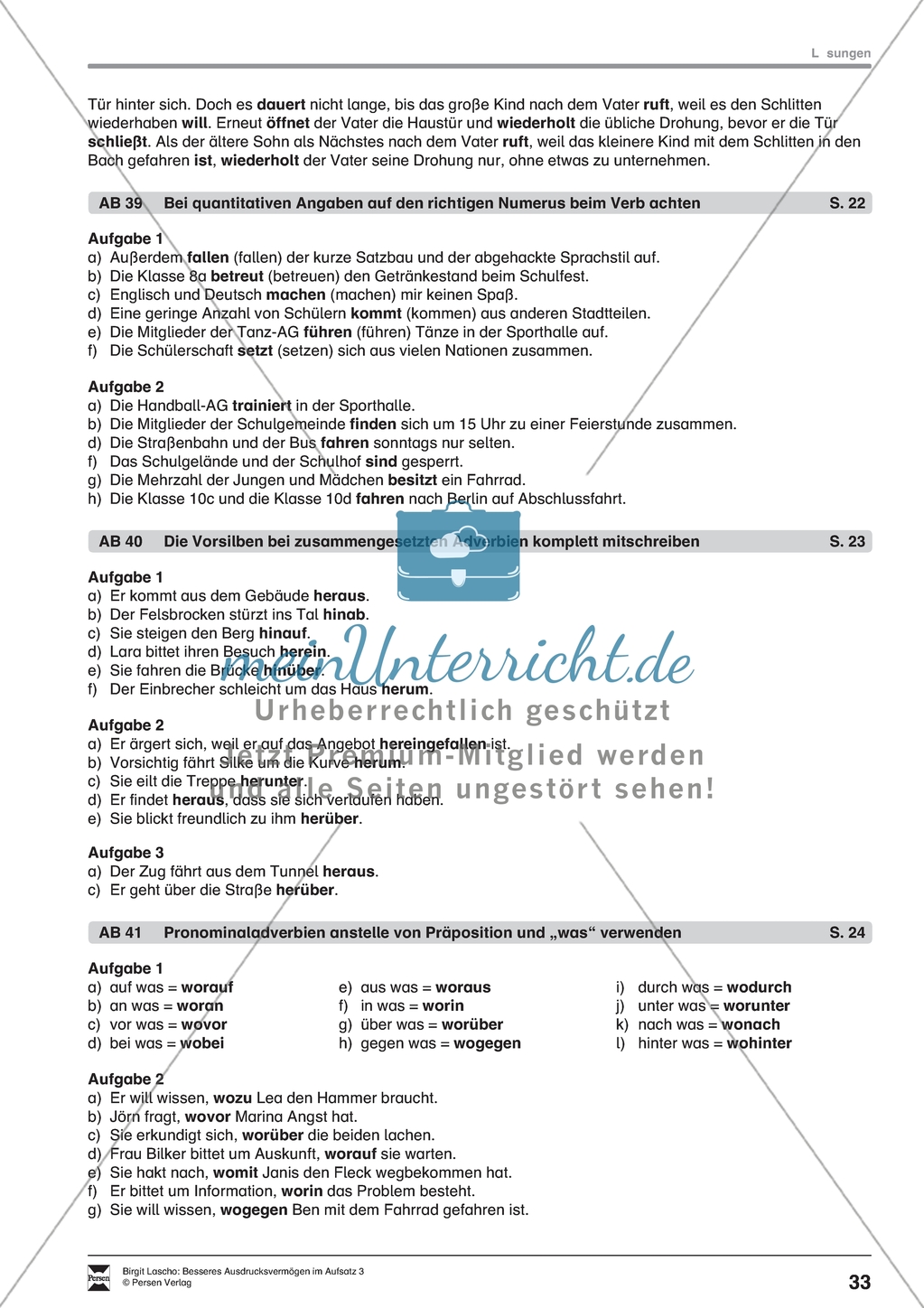 Inhalte zusammenfassen: Vorsilben von Adverbien. Arbeitsmaterial mit Erläuterungen Preview 3