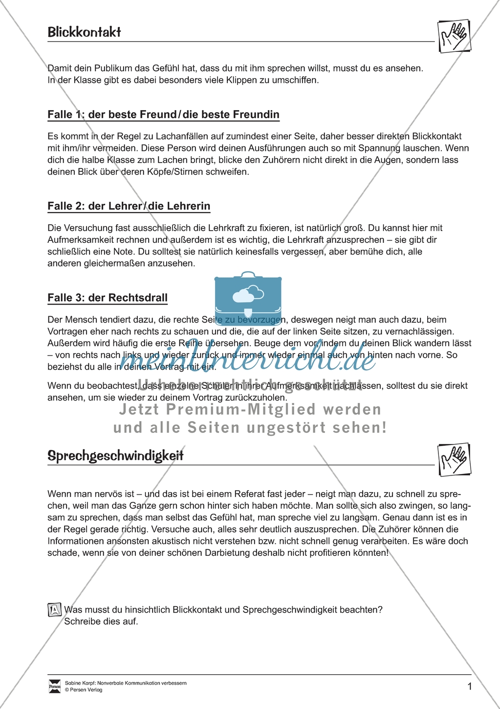 Nonverbale Kommunikation verbessern: Arbeitsmaterial mit Erläuterungen Preview 1