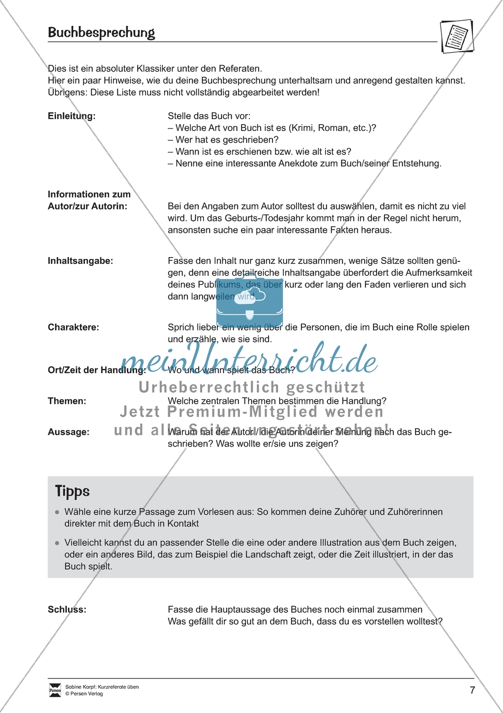Buchbesprechung am Beispiel von Cornelia Funkes