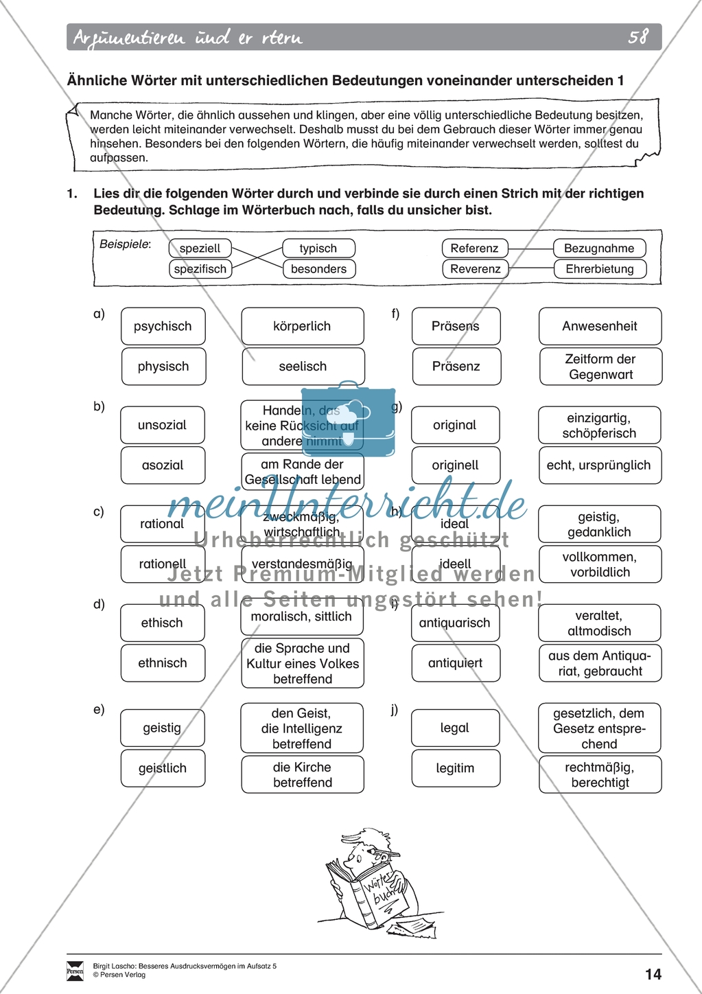 Argumentieren und erörtern: ähnliche Wörter mit unterschiedlichen Bedeutungen unterscheiden. Arbeitsmaterial mit Erläuterungen Preview 3