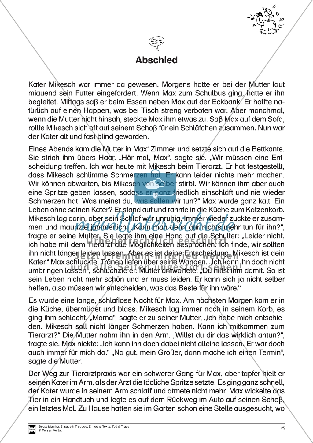 Abschied: Vorlesetext zum Thema Tod und Trauer Preview 1