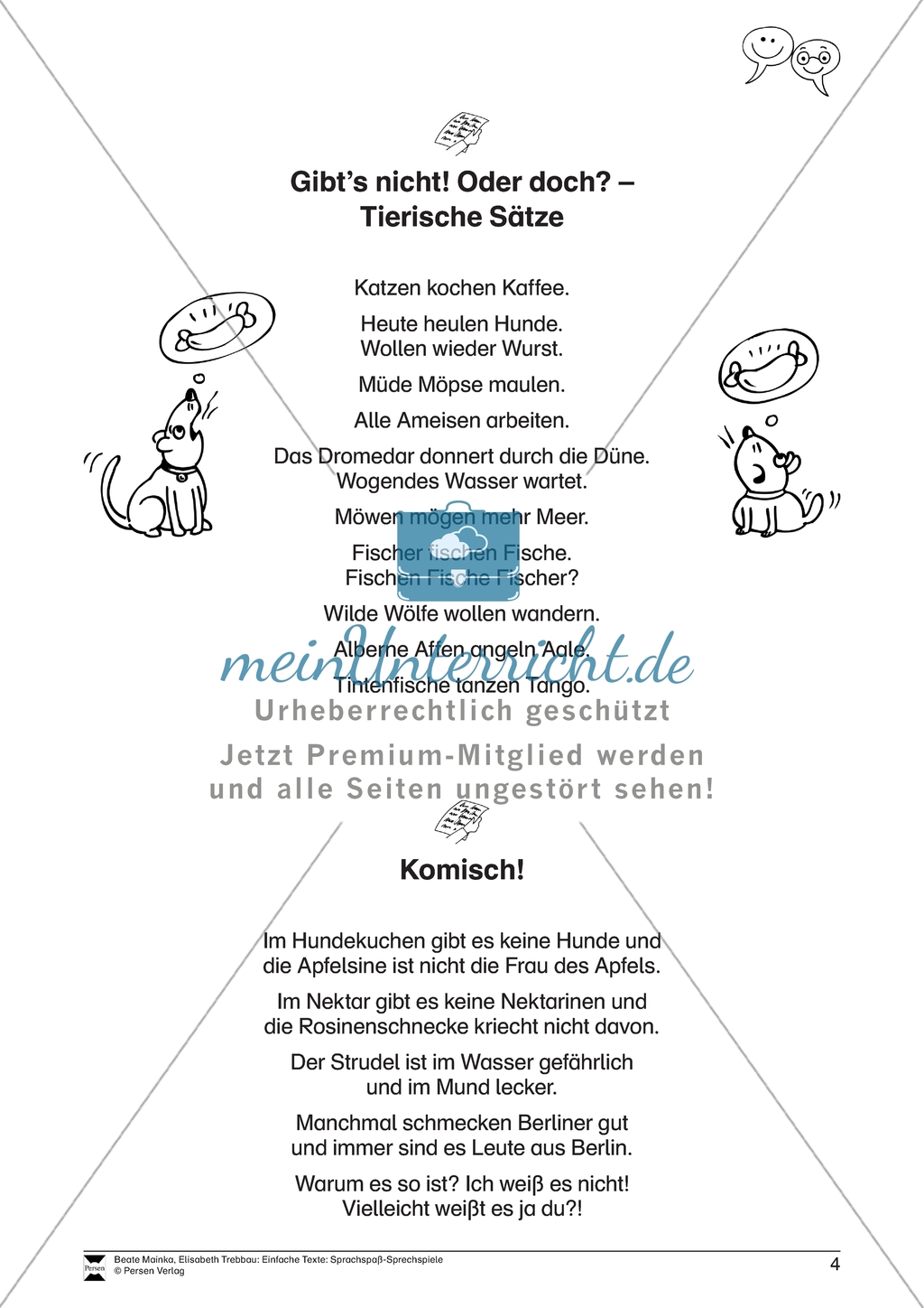 Tierische Sätze: Arbeitsmaterial Preview 1