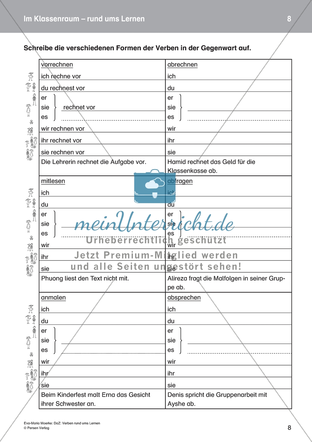 Im Klassenraum: Vorsilben von Verben rund ums Lernen. DaZ-Material Preview 2