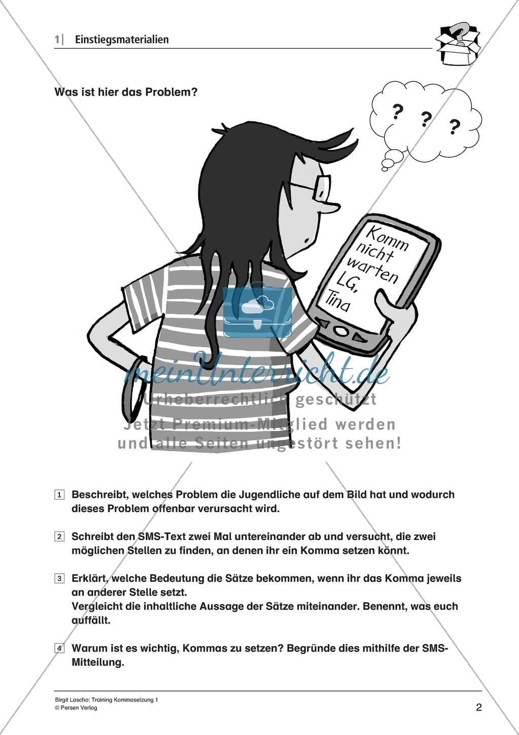 Training Kommasetzung: Arbeitsblätter zum Einstieg Preview 2