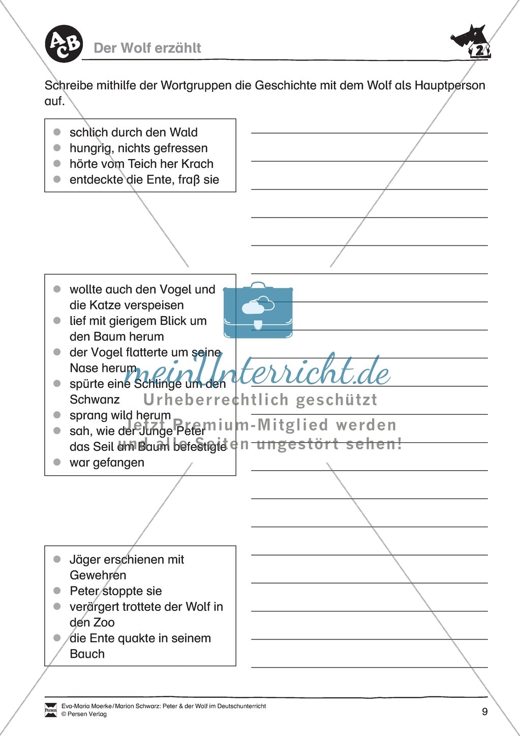 Peter und der Wolf: Unterschiedliche Perspektiven. Arbeitsmaterial mit Lösungen Preview 2