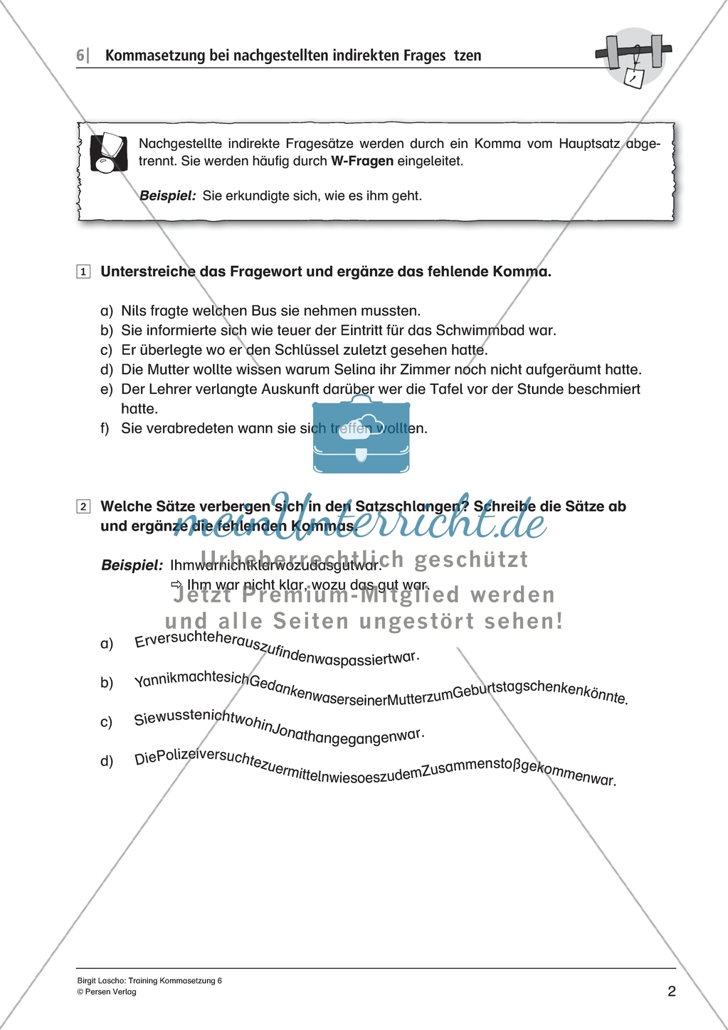 Kommasetzung bei indirekten Fragesätzen in Satzgefügen: Arbeitsmaterial mit Lösungen Preview 2
