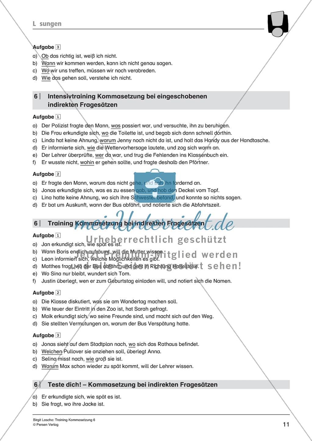Kommasetzung bei indirekten Fragesätzen in Satzgefügen: Arbeitsmaterial mit Lösungen Preview 8