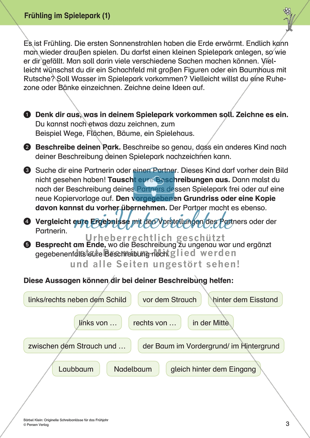 Orginielle Schreibanlässe für das Frühjahr: Materialien für das Planen und Schreiben Preview 3