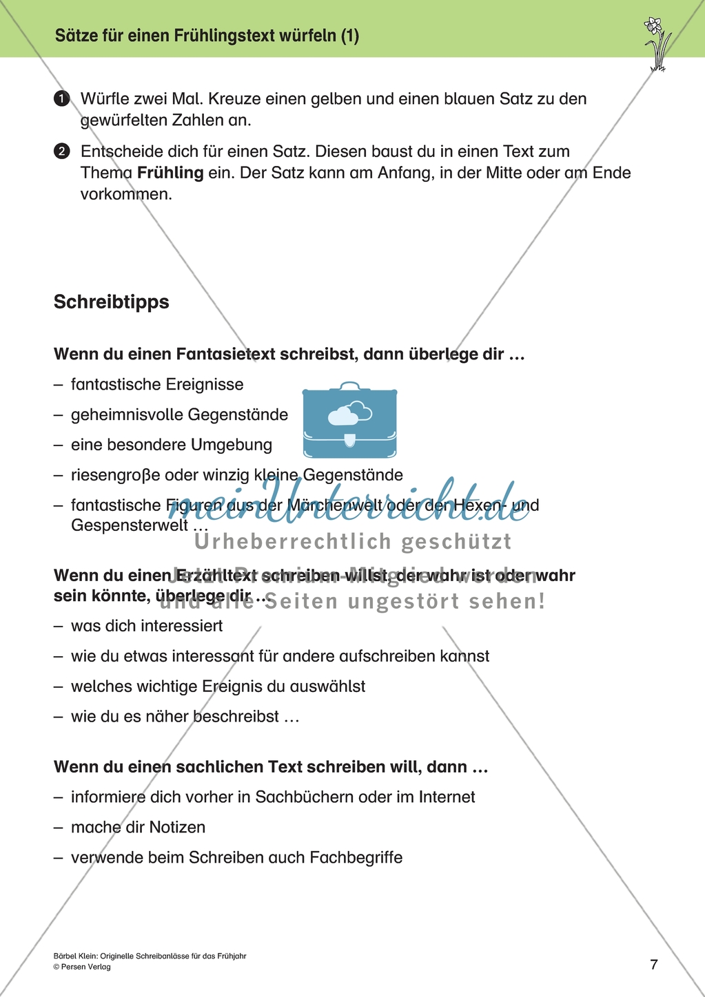 Orginielle Schreibanlässe für das Frühjahr: Materialien für das Planen und Schreiben Preview 7