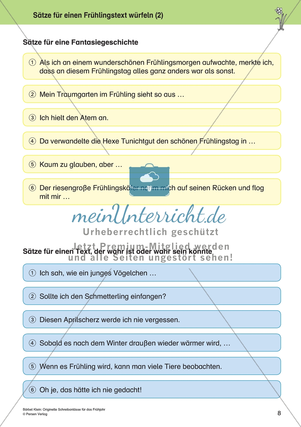 Orginielle Schreibanlässe für das Frühjahr: Materialien für das Planen und Schreiben Preview 8