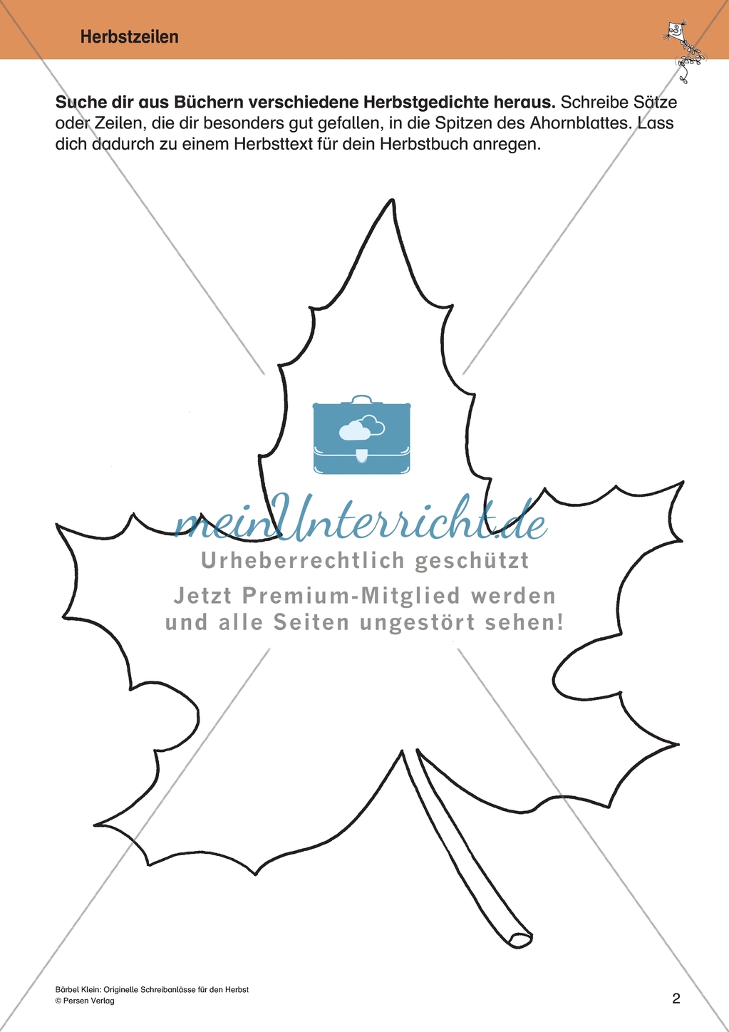 Originelle Schreibanlässe für den Herbst: Materialien für das Planen und Schreiben von Texten Preview 2