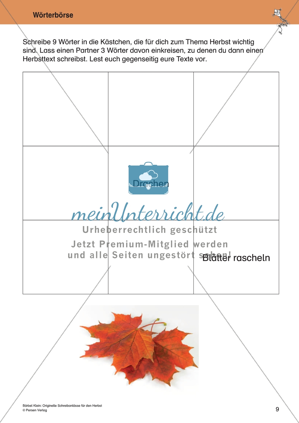 Originelle Schreibanlässe für den Herbst: Materialien für das Planen und Schreiben von Texten Preview 9