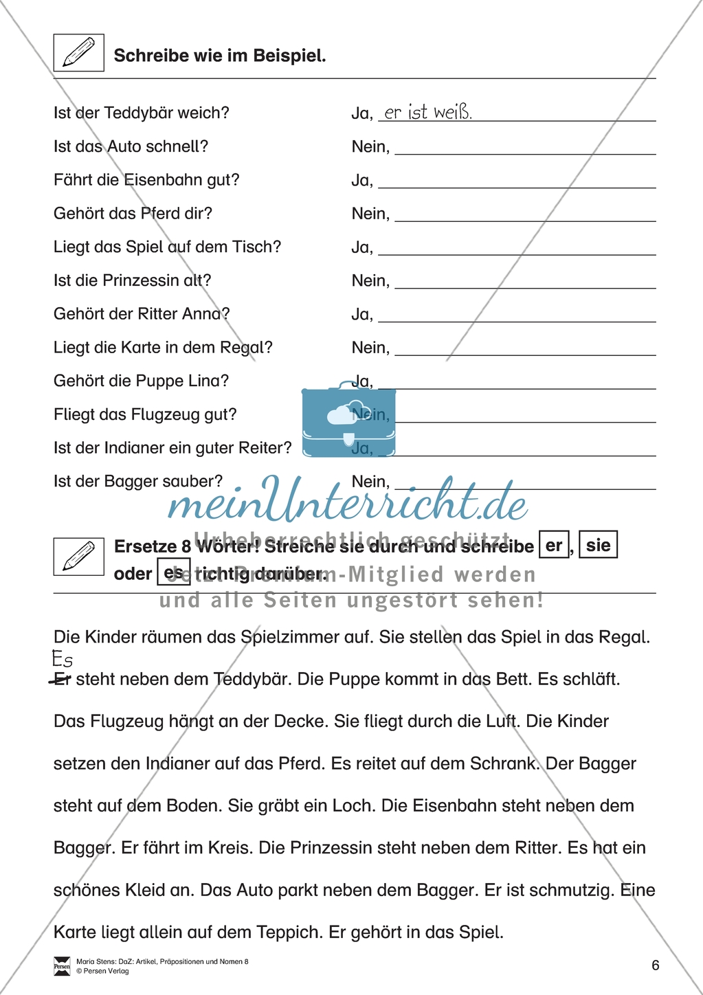 Personalpronomen rund um Spiel und Spaß: Arbeitsmaterial Preview 2