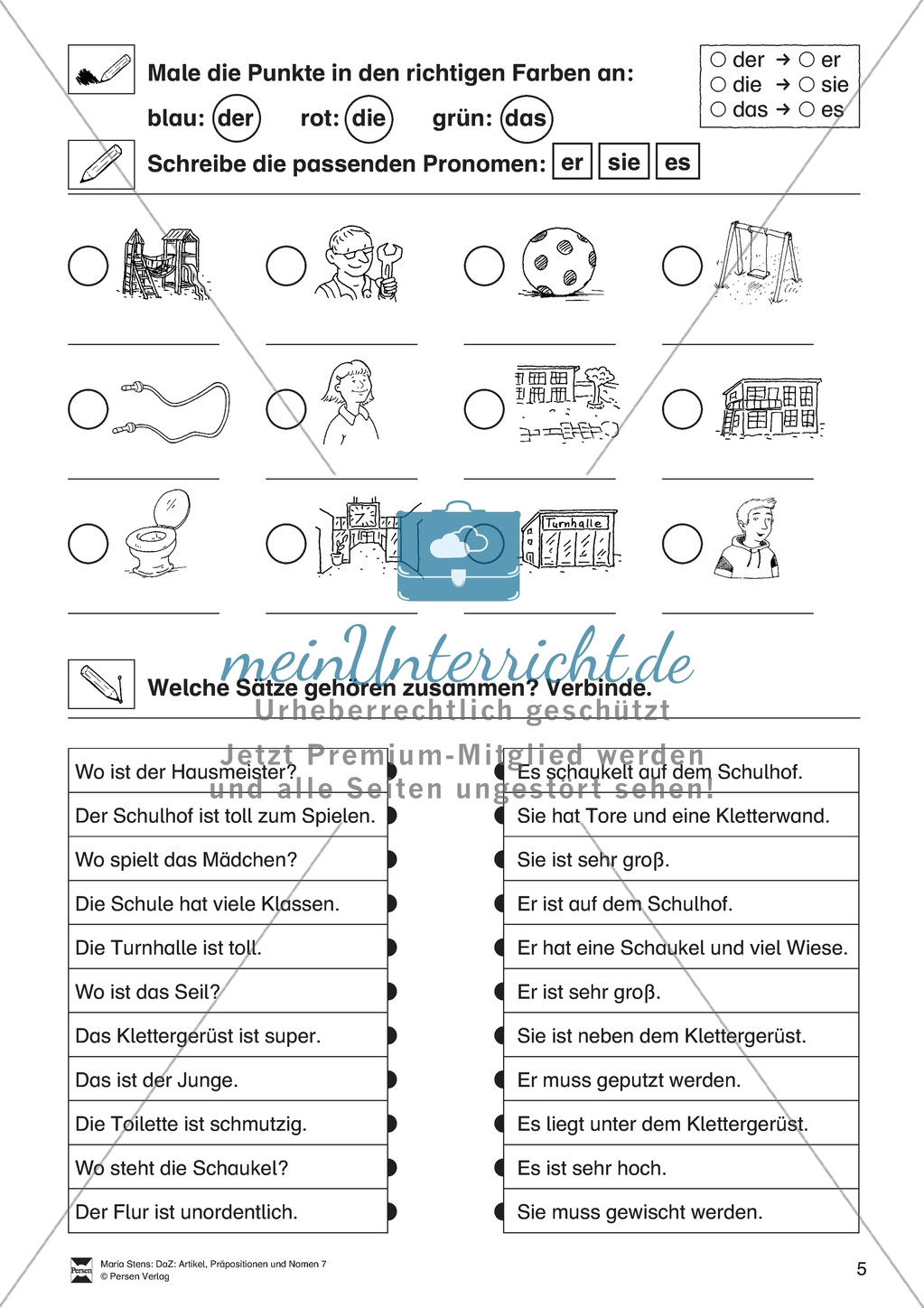 Personalpronomen rund um die Schule: Arbeitsmaterial Preview 1