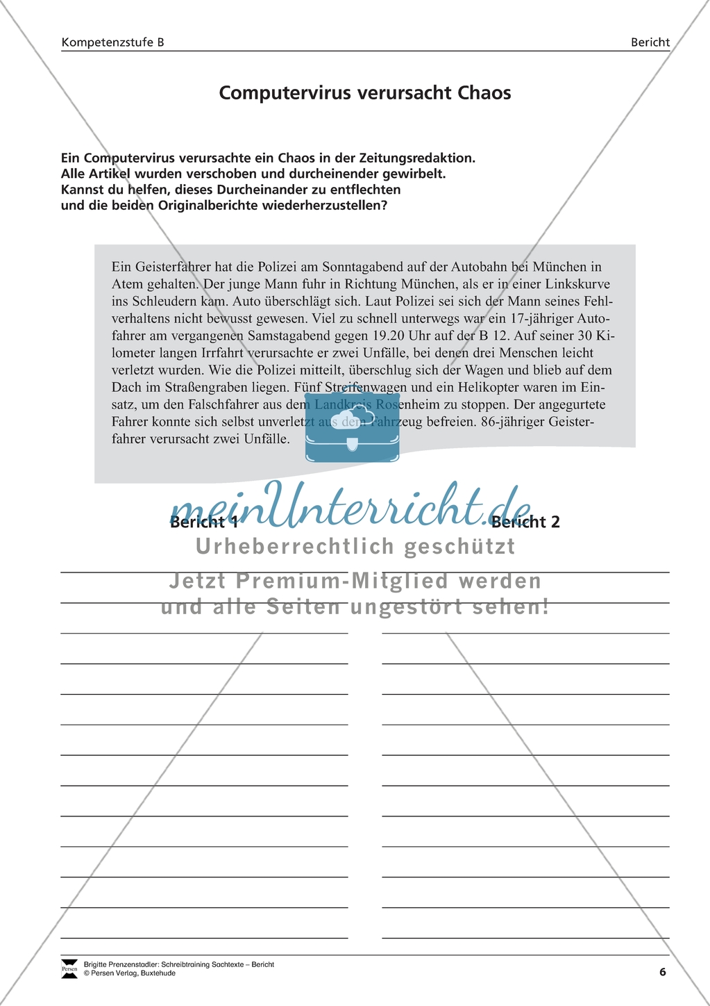 Einen Unfallbericht verfassen: Übungen + Lösungen Preview 5