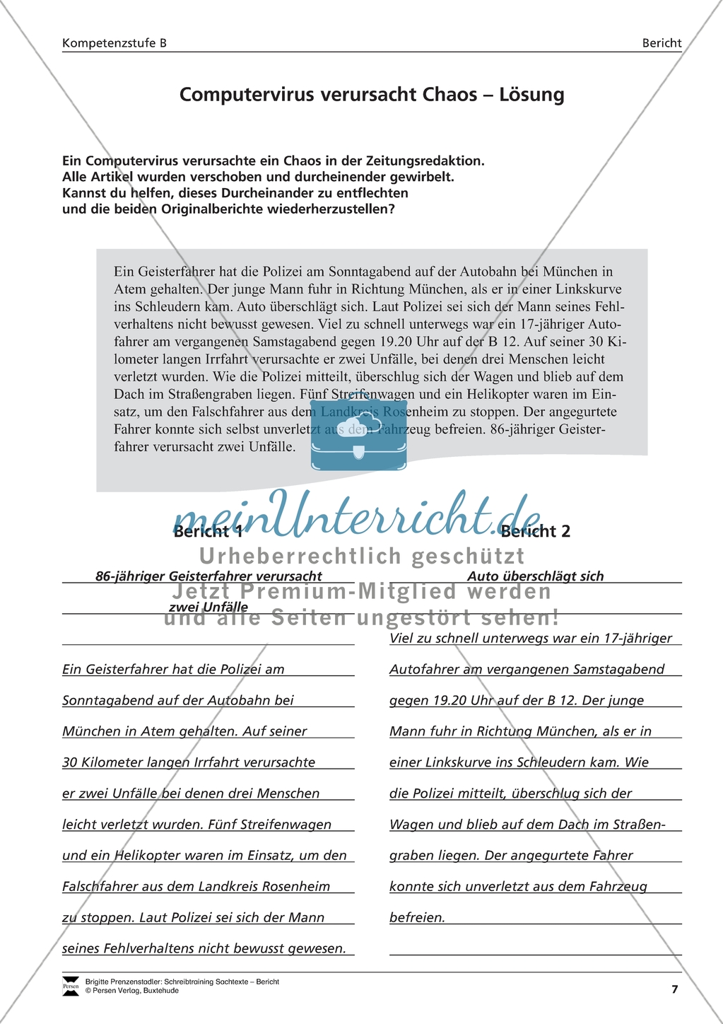 Einen Unfallbericht verfassen: Übungen + Lösungen Preview 6