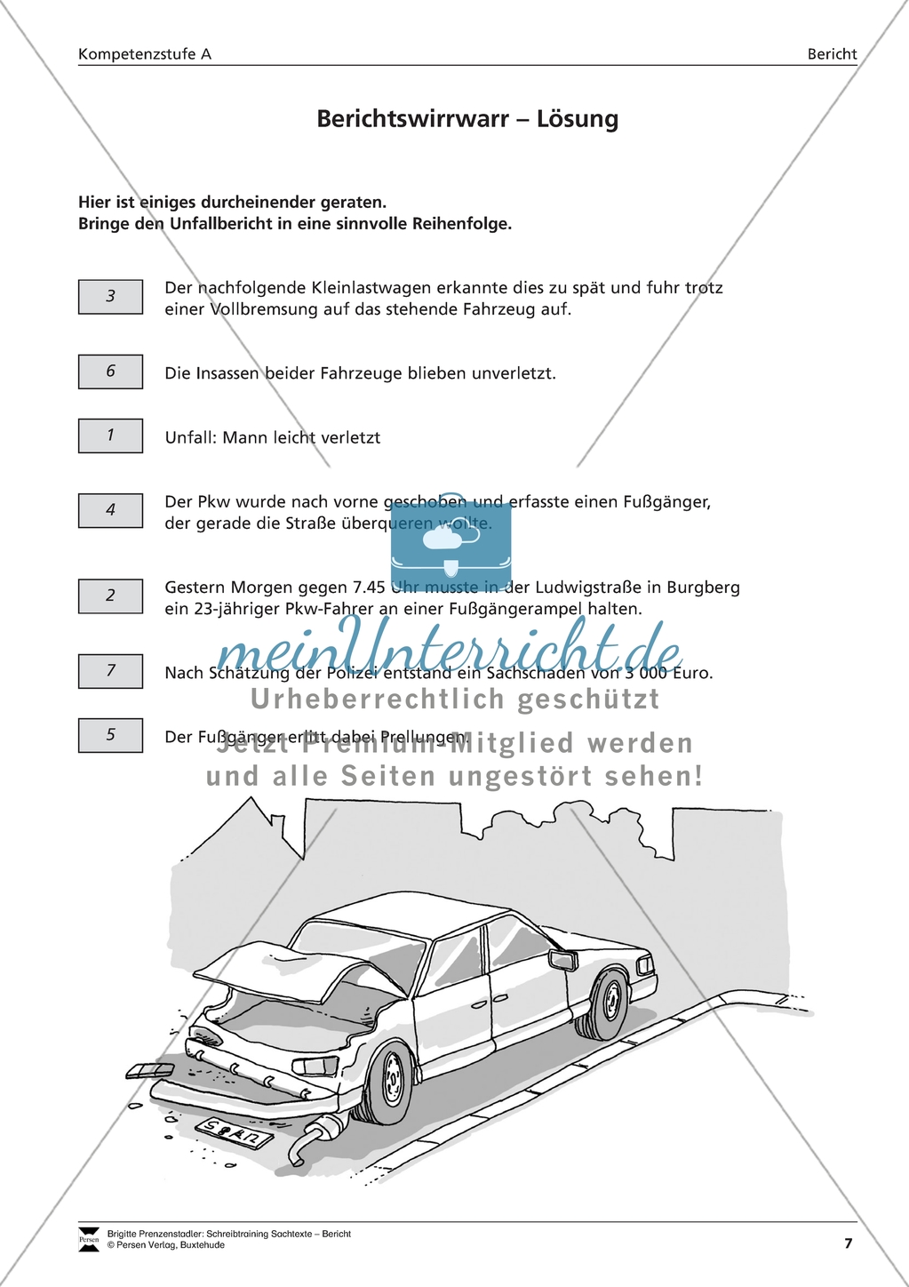 Einen Unfallbericht verfassen: Übungen + Lösungen Preview 6