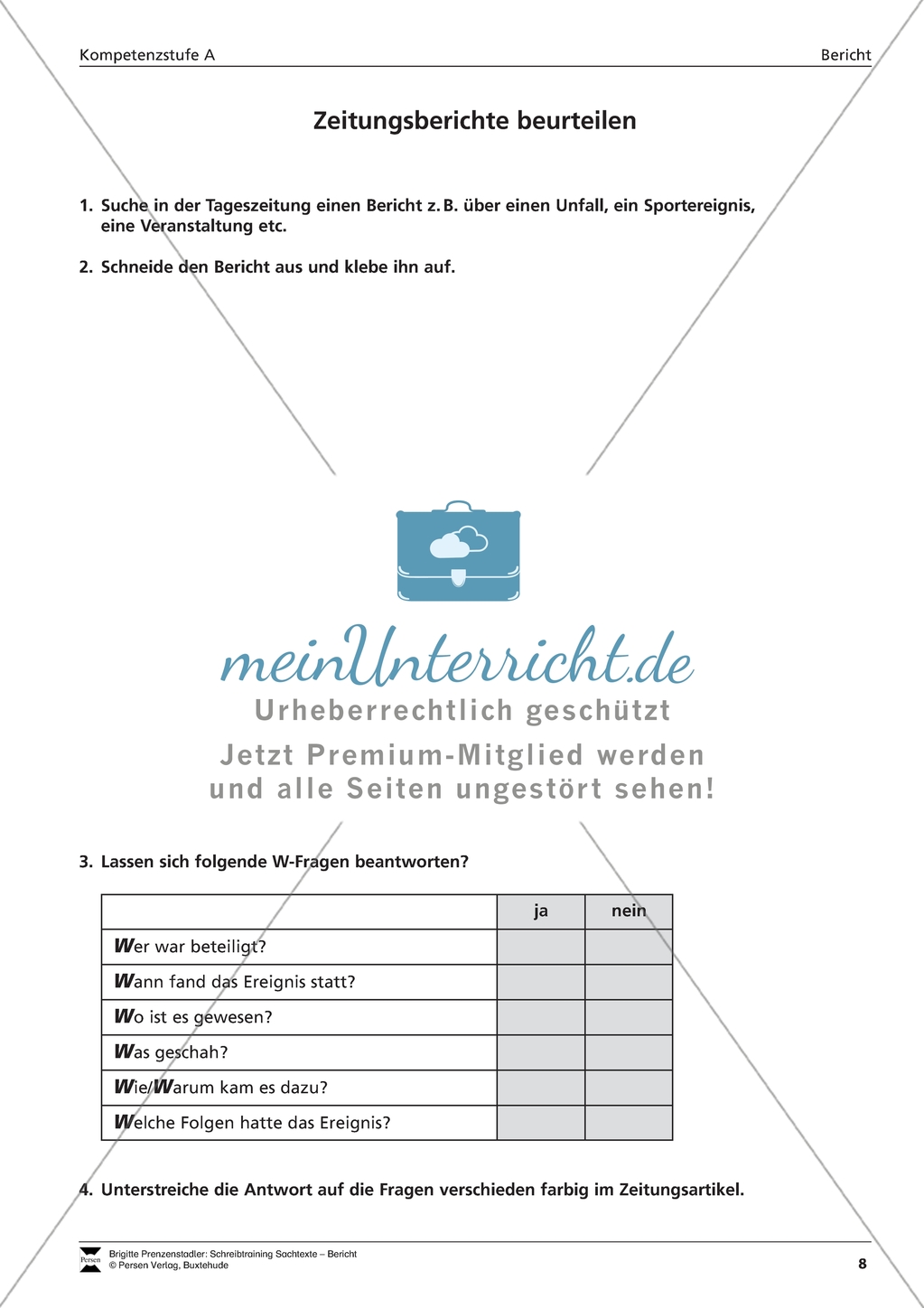 Einen Unfallbericht verfassen: Übungen + Lösungen Preview 7