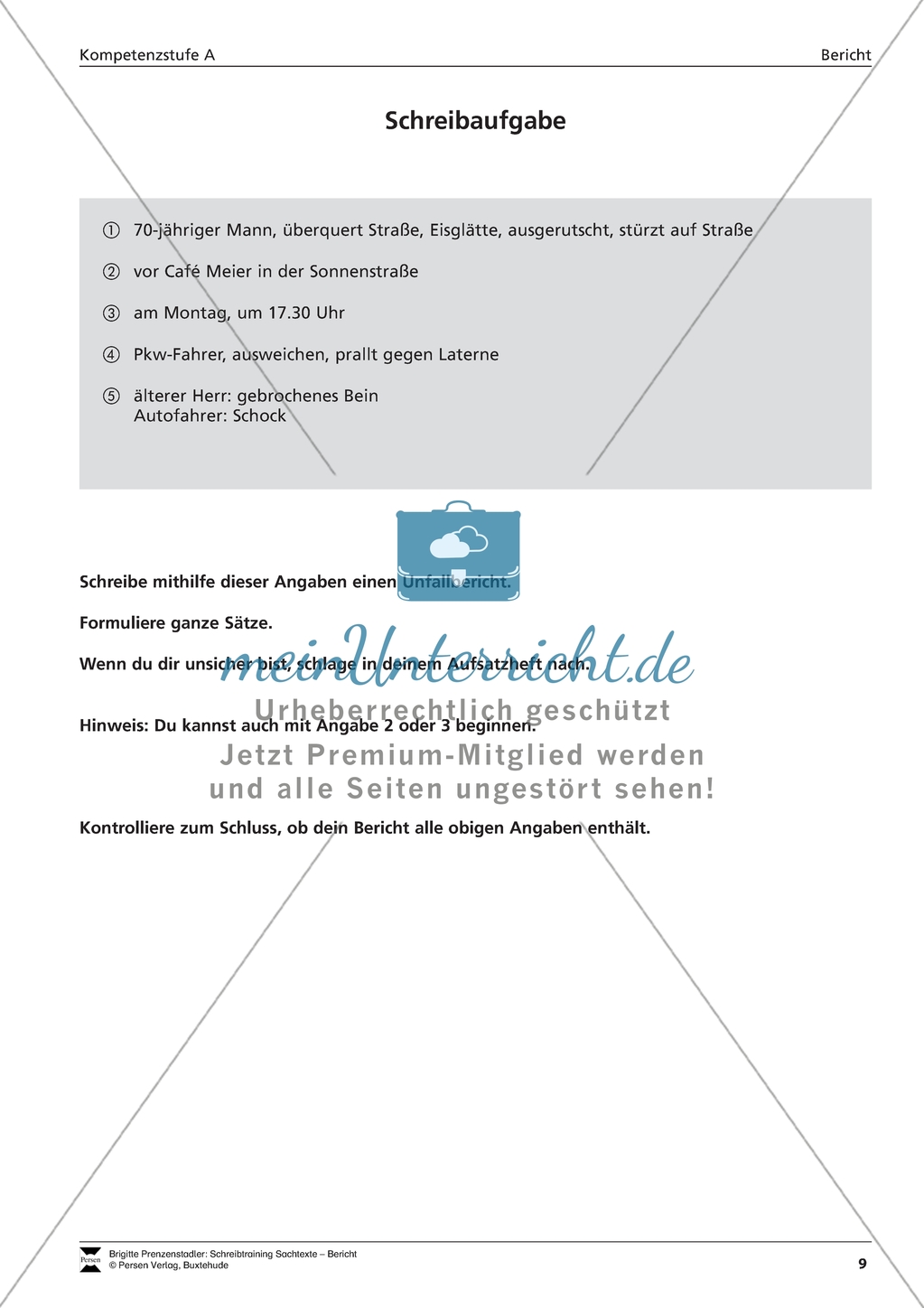 Einen Unfallbericht verfassen: Übungen + Lösungen Preview 8