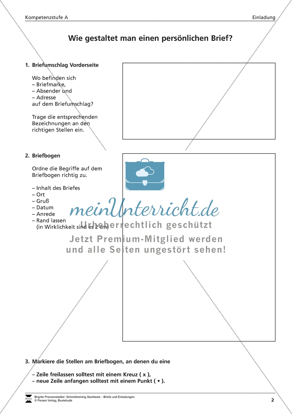 Einen persönlichen Brief gestalten: Übungen + Lösungen Preview 1