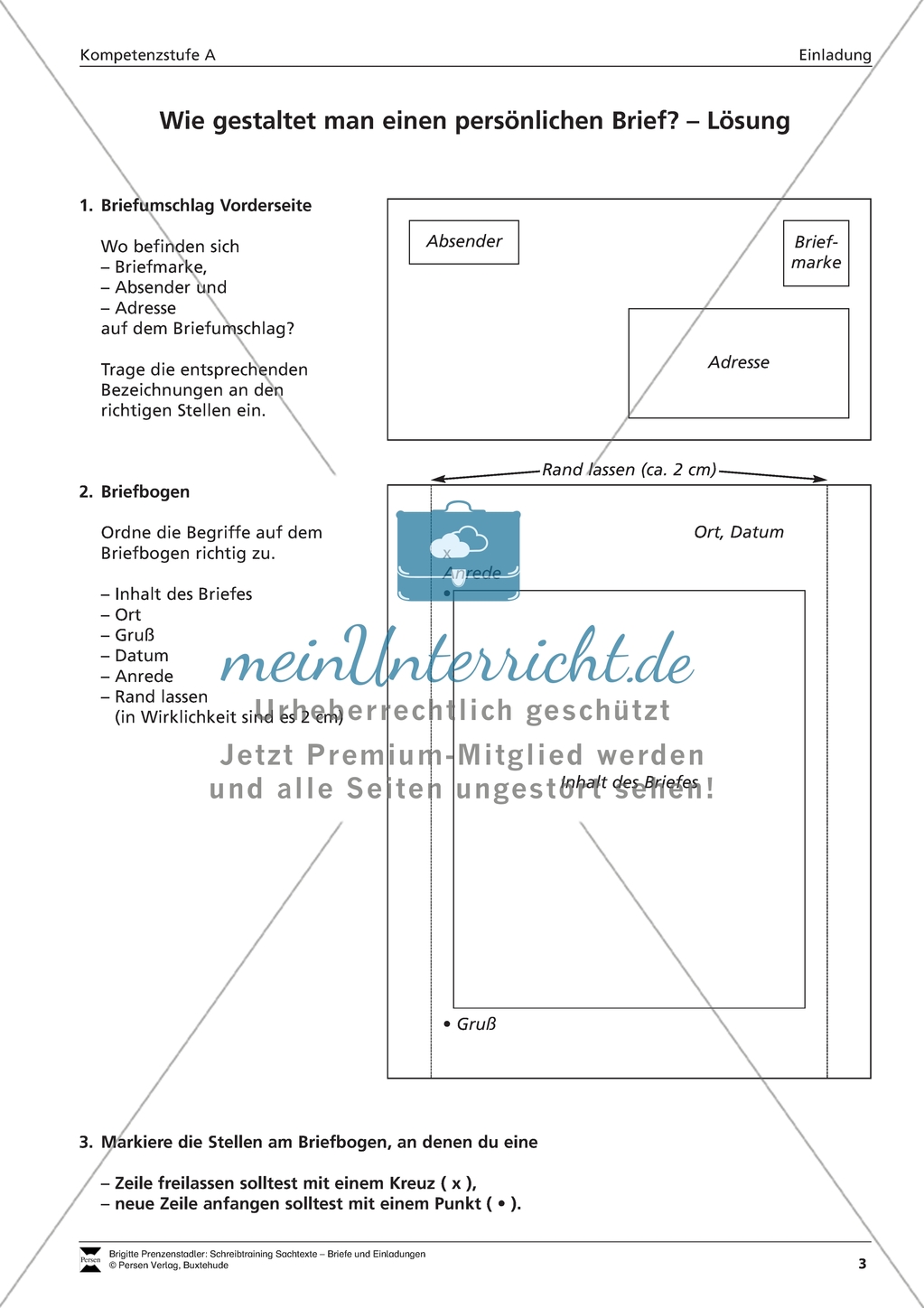 Einen persönlichen Brief gestalten: Übungen + Lösungen Preview 2