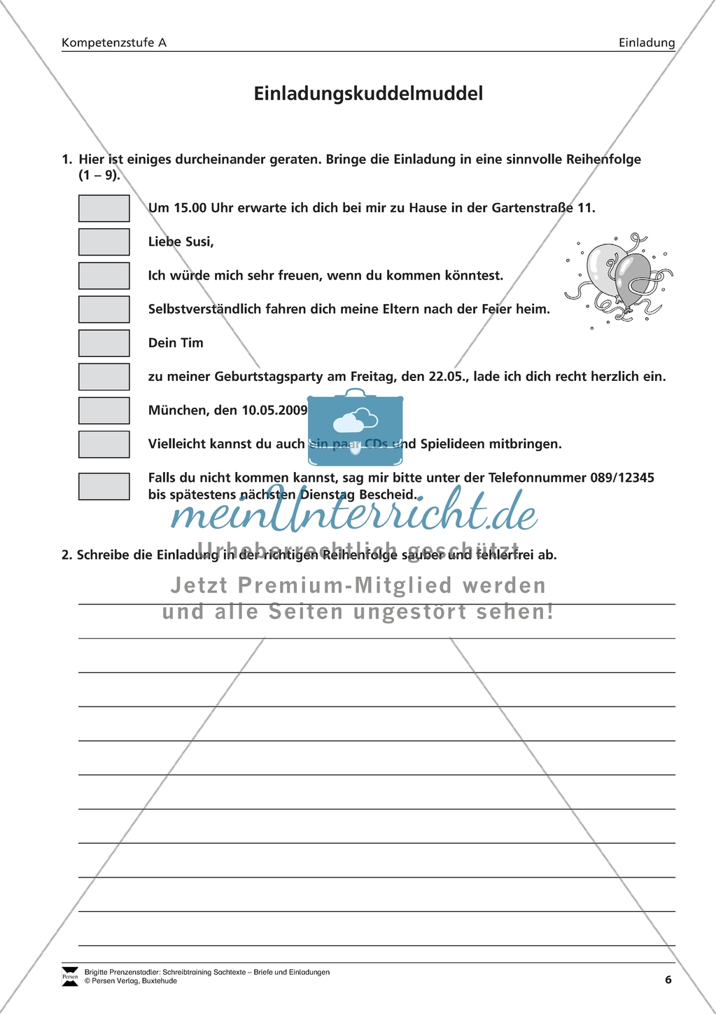 Einladungen gestalten: Übungen + Lösungen Preview 3