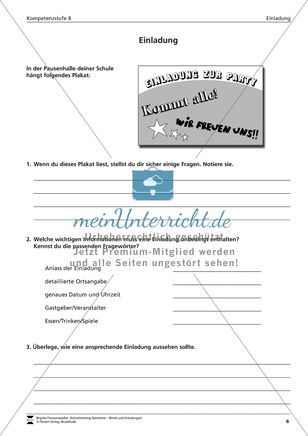 Einladungen gestalten: Übungen + Lösungen Preview 1