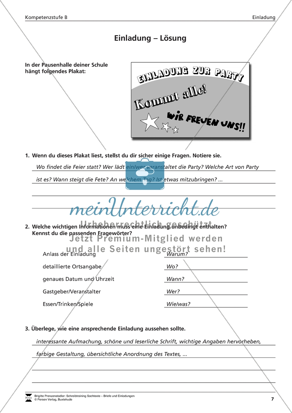 Einladungen gestalten: Übungen + Lösungen Preview 2