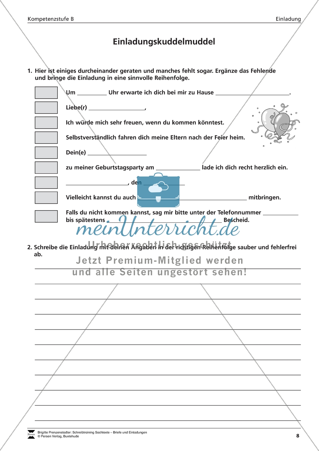 Einladungen gestalten: Übungen + Lösungen Preview 3