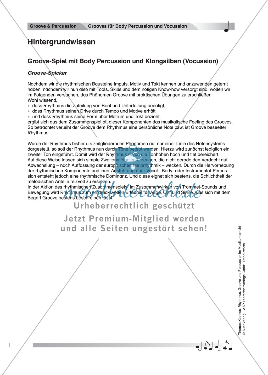 Groove-Spiel mit Body Percussion und Klangsilben: Hintergrundwissen Preview 1
