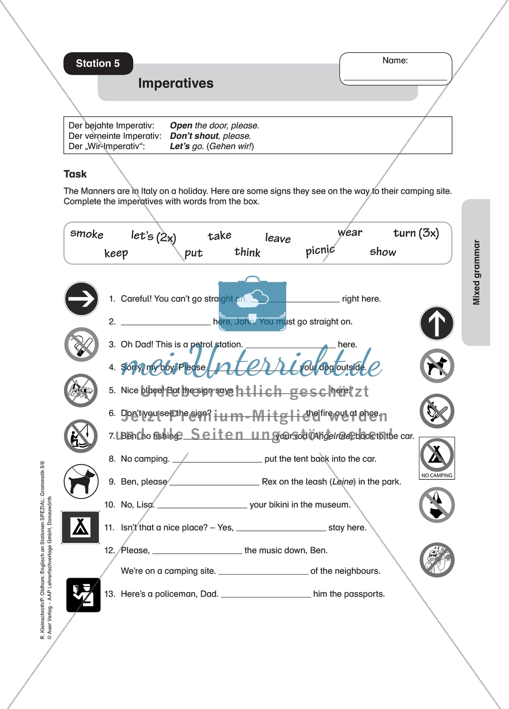 Imperatives: worksheet with solution Preview 1