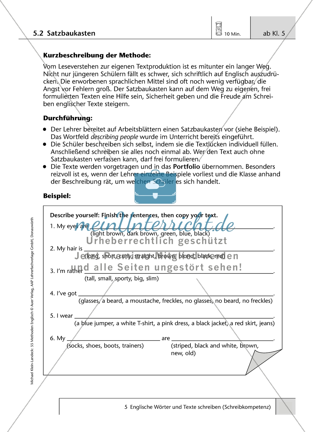 Methode 'Satzbaukasten': Erläuterungen Preview 1