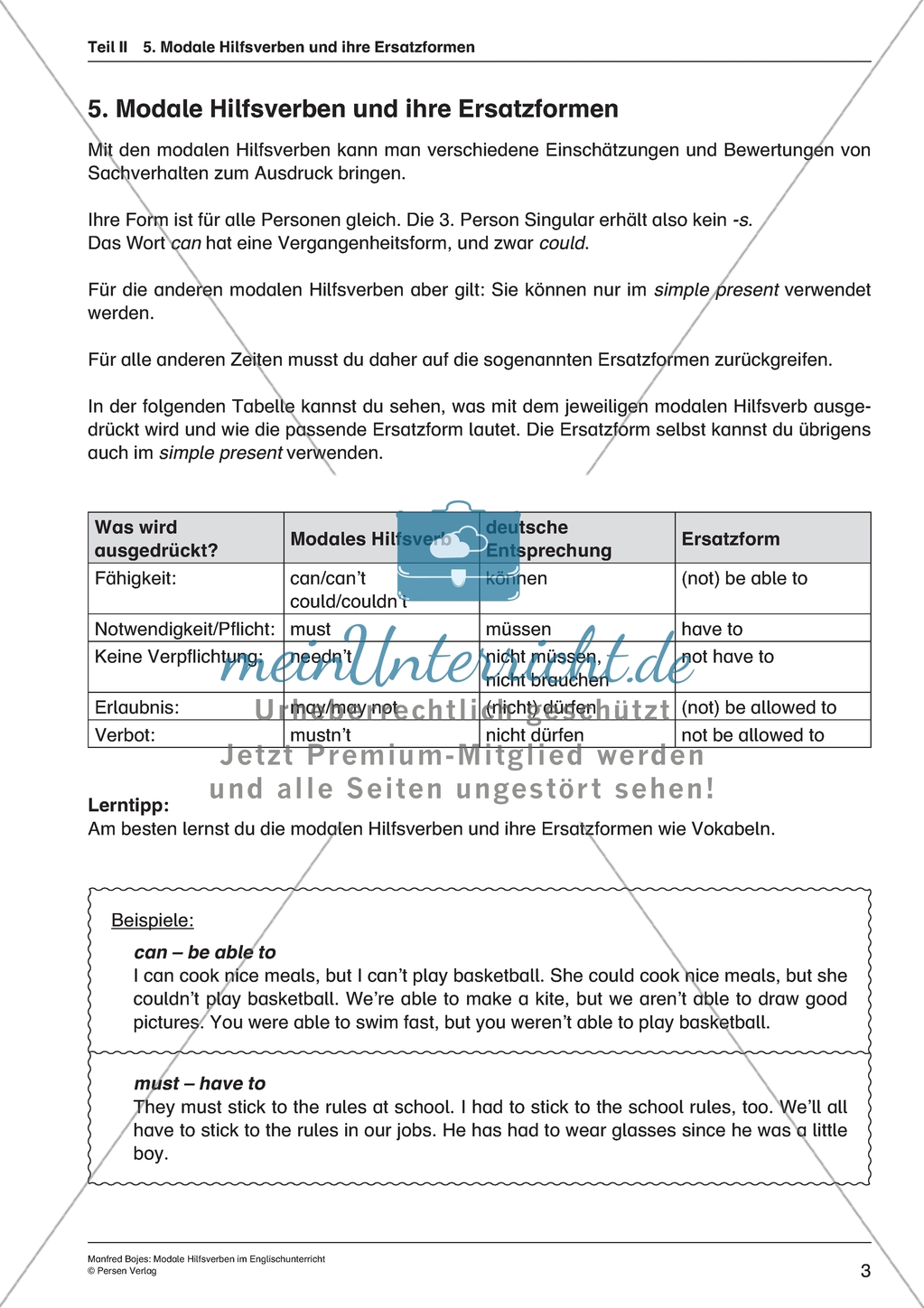Modale Hilfsverben: Die Grammatikform verstehen + anwenden. Mit Arbeitsblättern. Preview 1