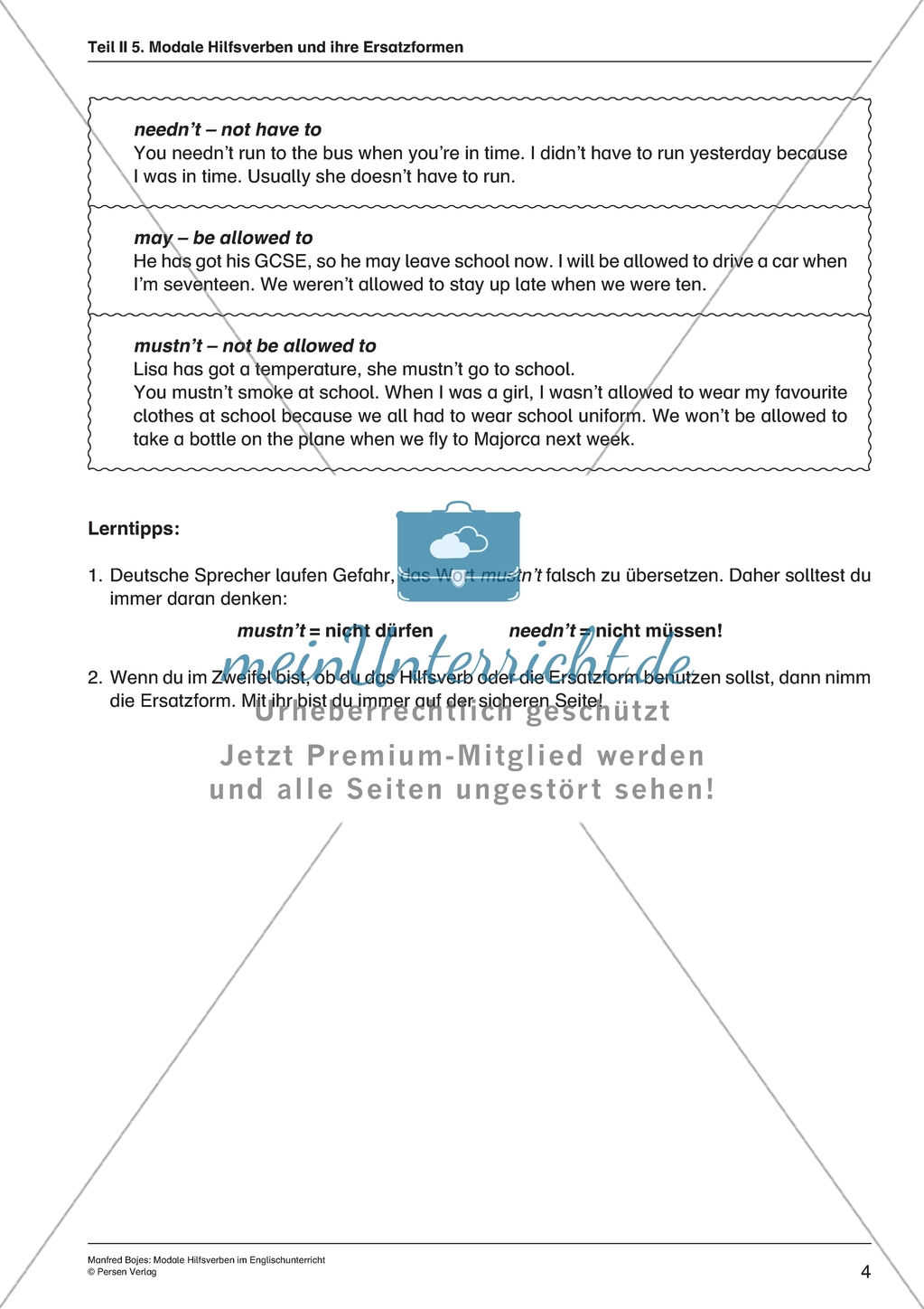 Modale Hilfsverben: Die Grammatikform verstehen + anwenden. Mit Arbeitsblättern. Preview 2