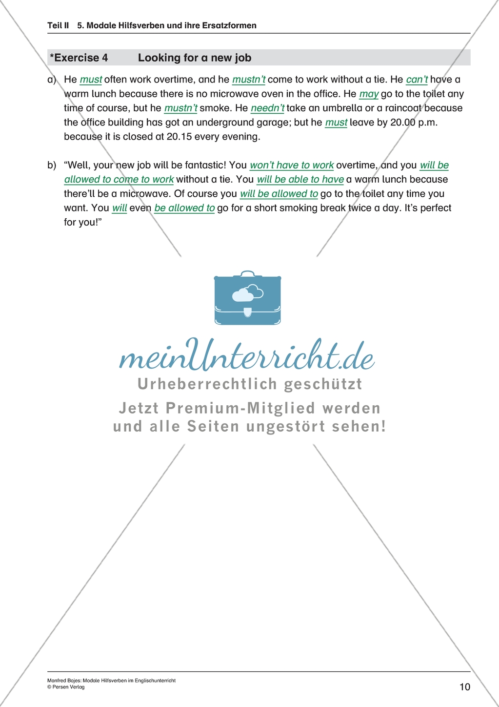 Modale Hilfsverben: Die Grammatikform verstehen + anwenden. Mit Arbeitsblättern. Preview 8