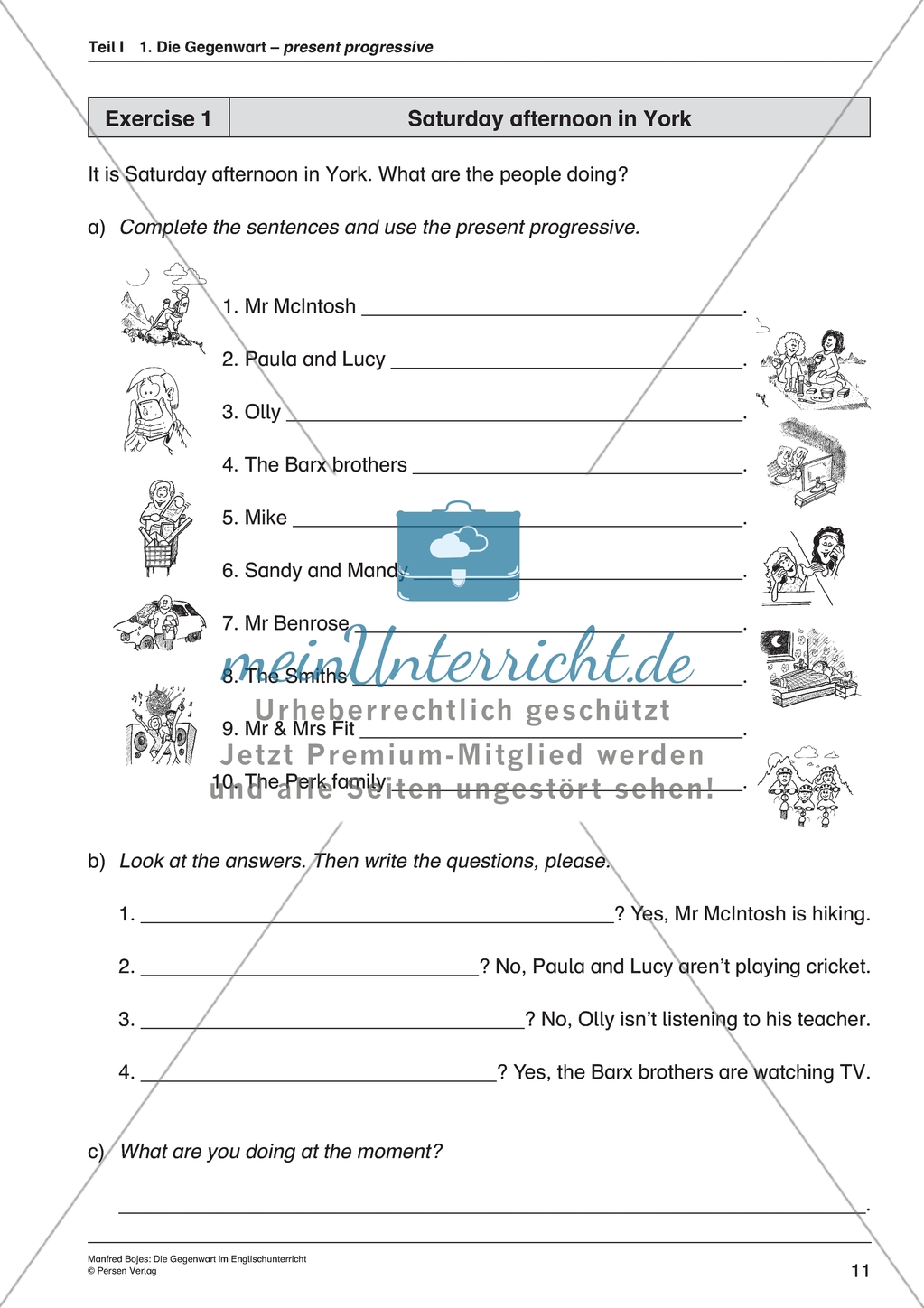 Present Progressive: Informationen zur Bildung und Verwendung + Übungen + Lösungen Preview 2