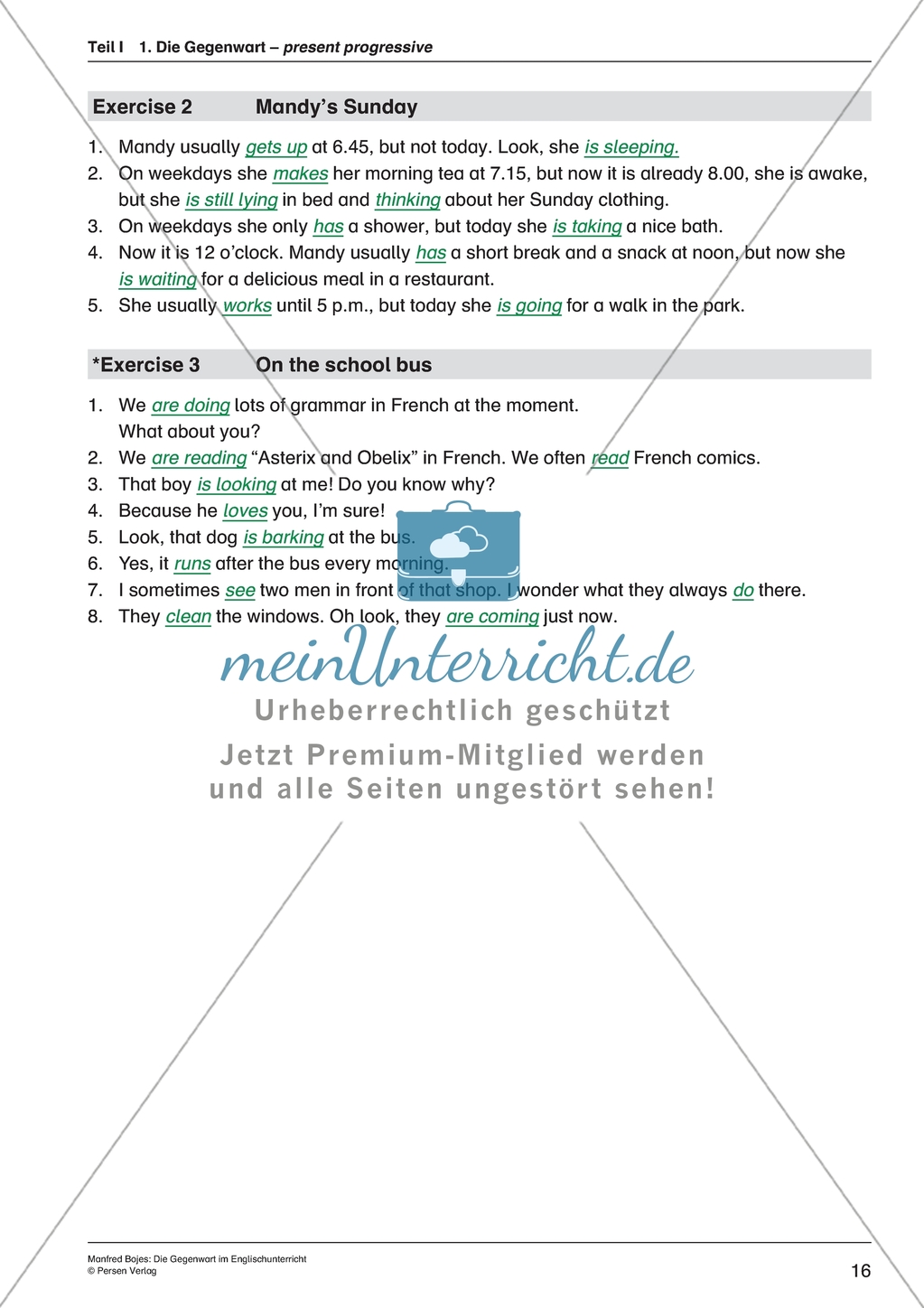 Present Progressive: Informationen zur Bildung und Verwendung + Übungen + Lösungen Preview 6