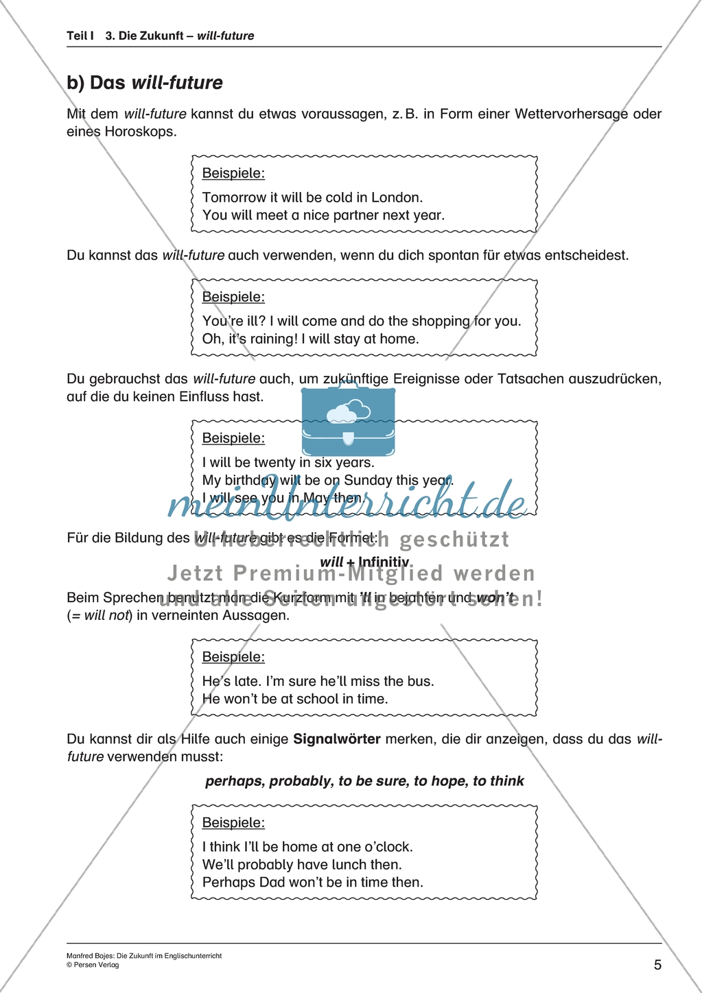 Will-Future: Erklärungen zur Bildung und Verwendung + Übungen + Lösungen Preview 1