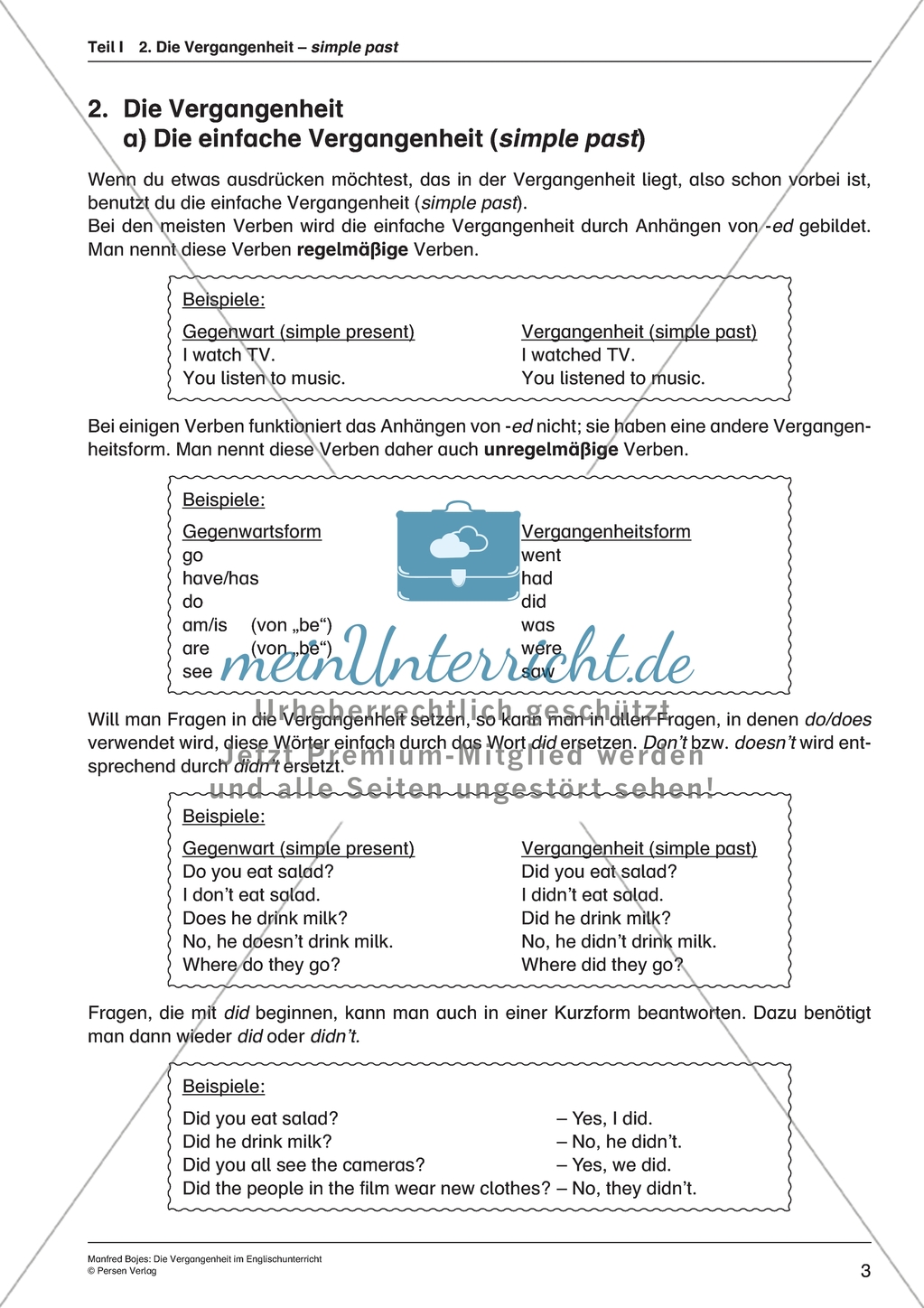 Simple Past: Erklärungen und Übungen zur Bildung und Verwendung + Lösungen Preview 1