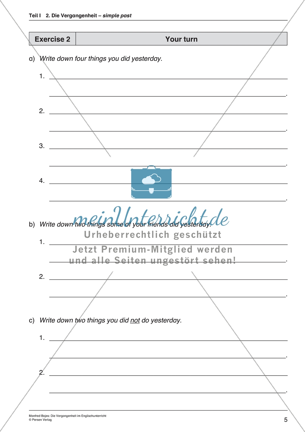 Simple Past: Erklärungen und Übungen zur Bildung und Verwendung + Lösungen Preview 3